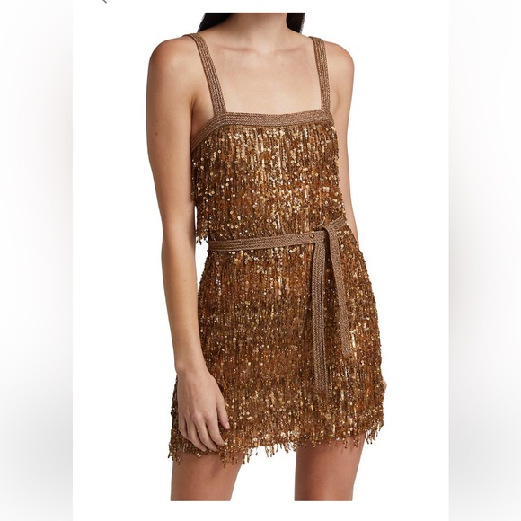 Alice + Olivia Dresses & Skirts - Alice + Olivia SONJA SQUIN TRD MINI DRESS WITH BEADS